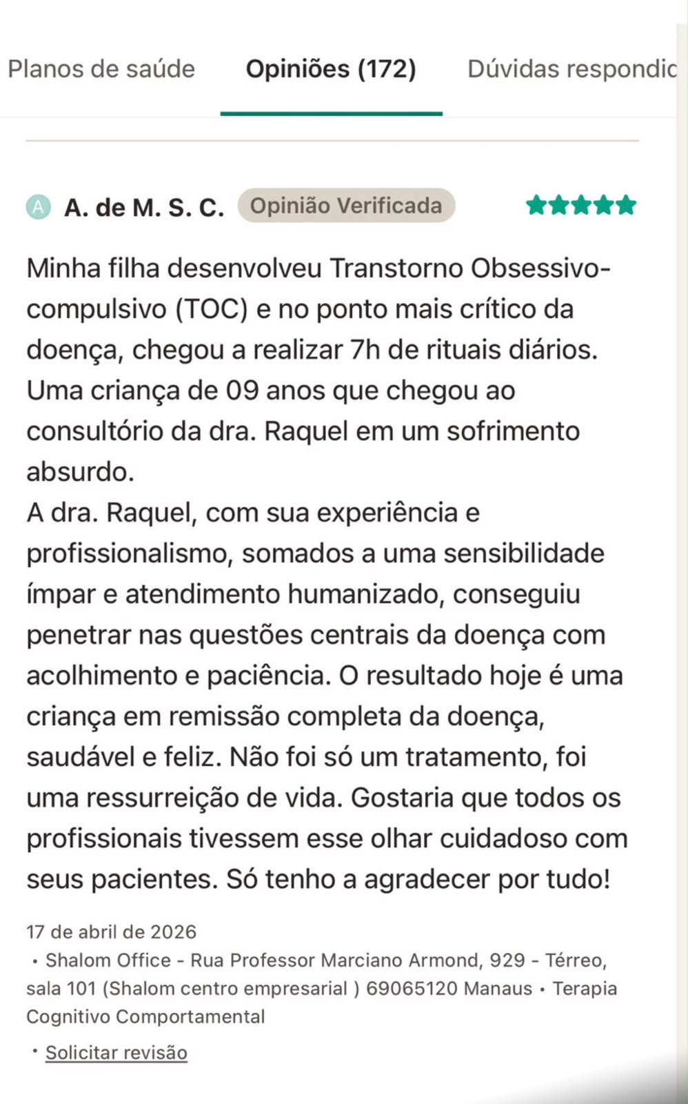 Avaliação de paciente 1